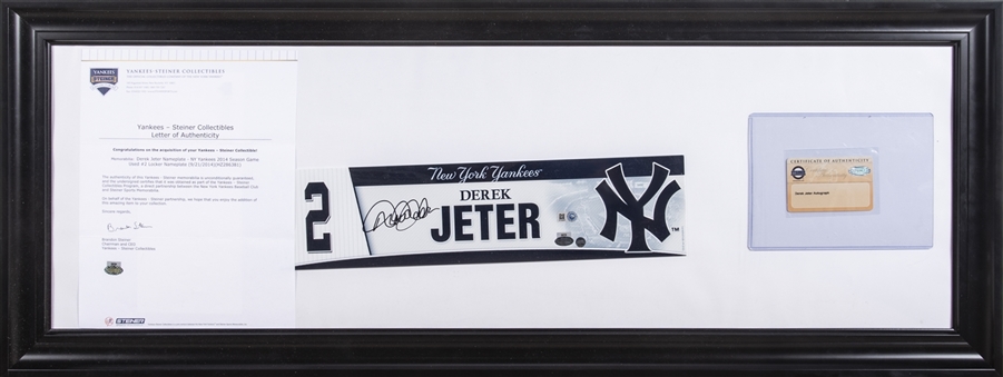 2014 Derek Jeter Final Home Series In New York Game Used Locker Room Name Plate (MLB Authentication)